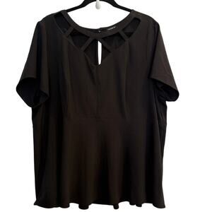 Torrid 3 3X Black Cutout Neckline Blouse Short Sleeves
